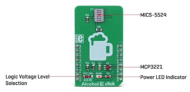 Mikroe MIKROE-3318 Alcohol 3 Click板